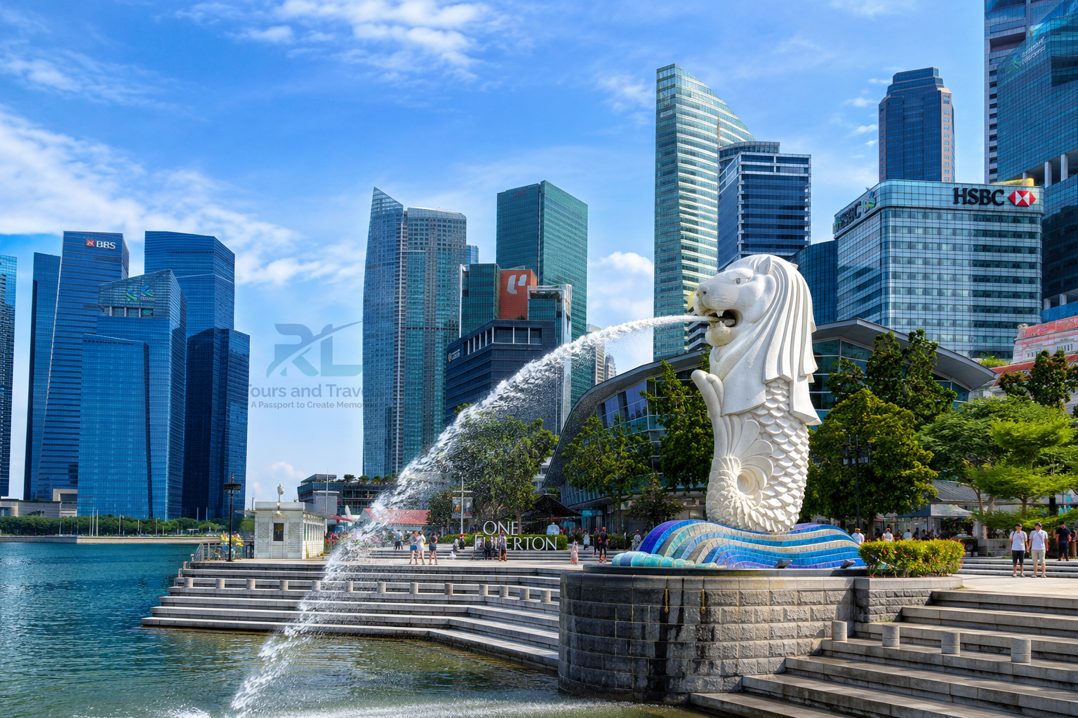 Merlion Park Singapore with Marina Bay Skyline